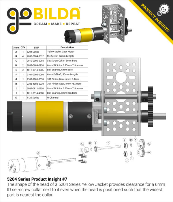 Motor de engranaje planetario Yellow Jacket serie 5204 (relación 188:1, eje REX™ de 80 mm de longitud, 30 RPM, encoder de 3,3 - 5 V) - Image 10