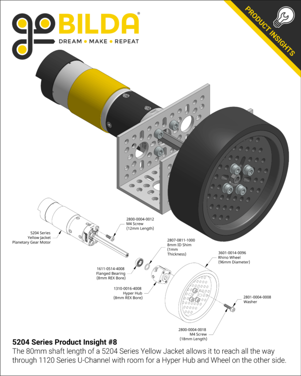 Motor de engranaje planetario Yellow Jacket serie 5204 (relación 188:1, eje REX™ de 80 mm de longitud, 30 RPM, encoder de 3,3 - 5 V) - Image 9