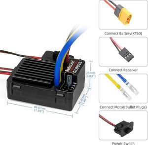 ESC RadioLink COOL9030 90A controlador de velocidad brushed impermeable para robot o vehículo RC