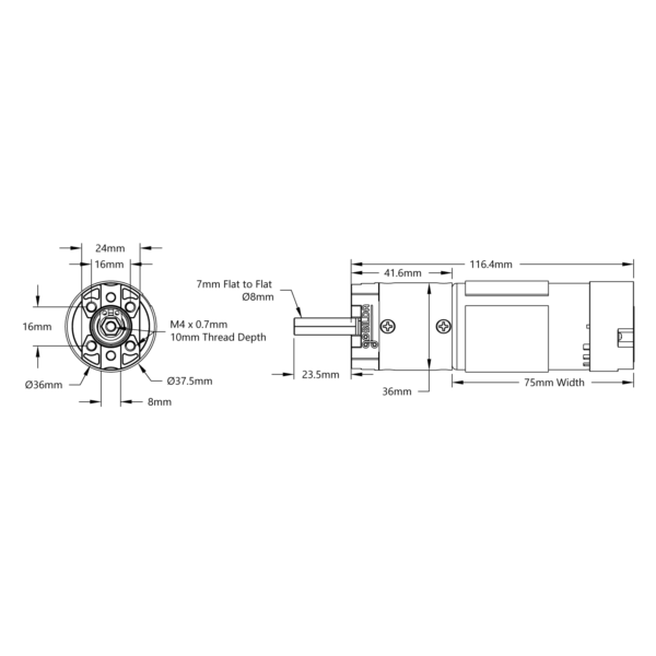 Motor Planetario Yellow Jacket Serie 5203 (Relación 13.7:1, Eje REX™ de 8 mm, 24 mm de longitud, 435 RPM, Encoder 3.3–5 V) - Image 18