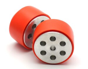 Par de ruedas JS5230 de silicón y aluminio CNC para robot minisumo y sumo
