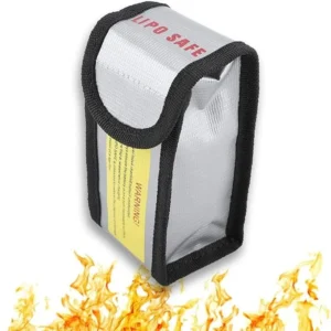Bolsa gris de seguridad para baterías LiPo con cierre de velcro