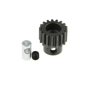 Piñón de acero 17T módulo 0.8 con adaptador reductor de 1/8 de pulgada y tornillo prisionero
