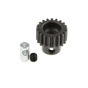Piñón de acero 19T módulo 0.8 con adaptador reductor de 1/8 de pulgada y tornillo prisionero